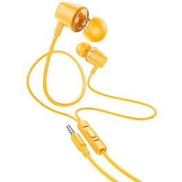 Hands Free Hoco M107 Discoverer Universal Earphones 3.5mm Κίτρινο 1.2m