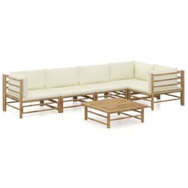 Σετ Σαλόνι Κήπου Vidaxl από Μπαμπού με Μαξιλάρια 6 Τμχ - Κρεμ