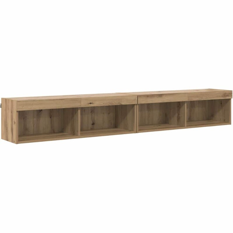 Έπιπλο Τηλεόρασης VidaXL με LED 2 τμχ 200 x 28,5 x 30 cm - Artisan Δρυς