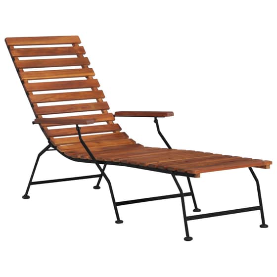 Ξαπλώστρα VidaXL από Μασίφ Ξύλο Ακακίας 58x160x100 cm - Καφέ/Μαύρη image 0