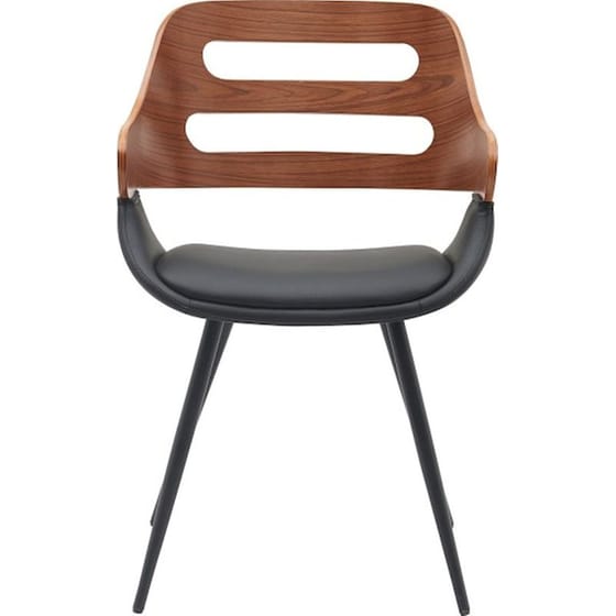 Καρέκλα Επισκέπτη 24Mall Ada από Τεχνητό Δέρμα & Ξύλο Plywood - Μαύρη/ Καφέ image 4