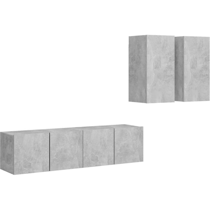 Έπιπλα Τηλεόρασης VidaXL από Μοριοσανίδα 4 Τμχ 60x30x30cm - Γκρι VIDAXL