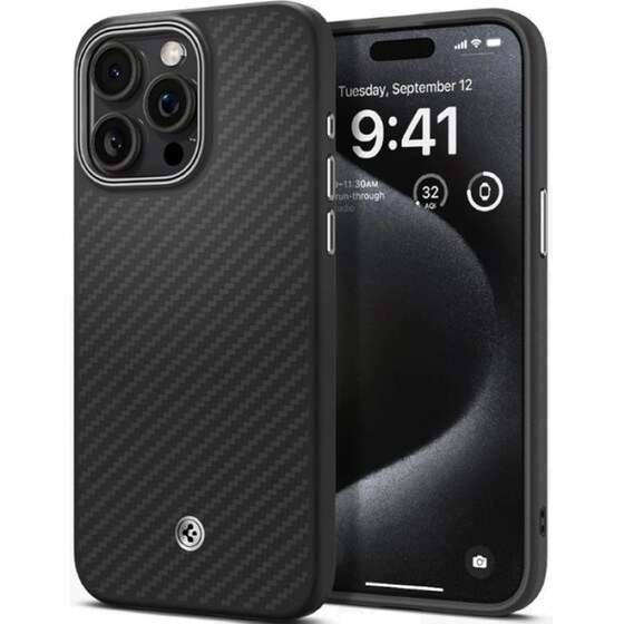 Θήκη Apple iPhone 15 Pro Max - Spigen Enzo Aramid Magfit - Matte Black image 0
