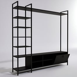 Έπιπλο Τηλεόρασης Biblo από Μοριοσανίδα 180x40x180cm - Μαύρο