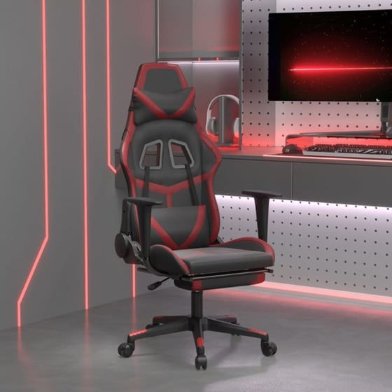 Καρέκλα Gaming VIDAXL 345441 με Υποπόδιο από Τεχνητό Δέρμα - Μαύρο image 9