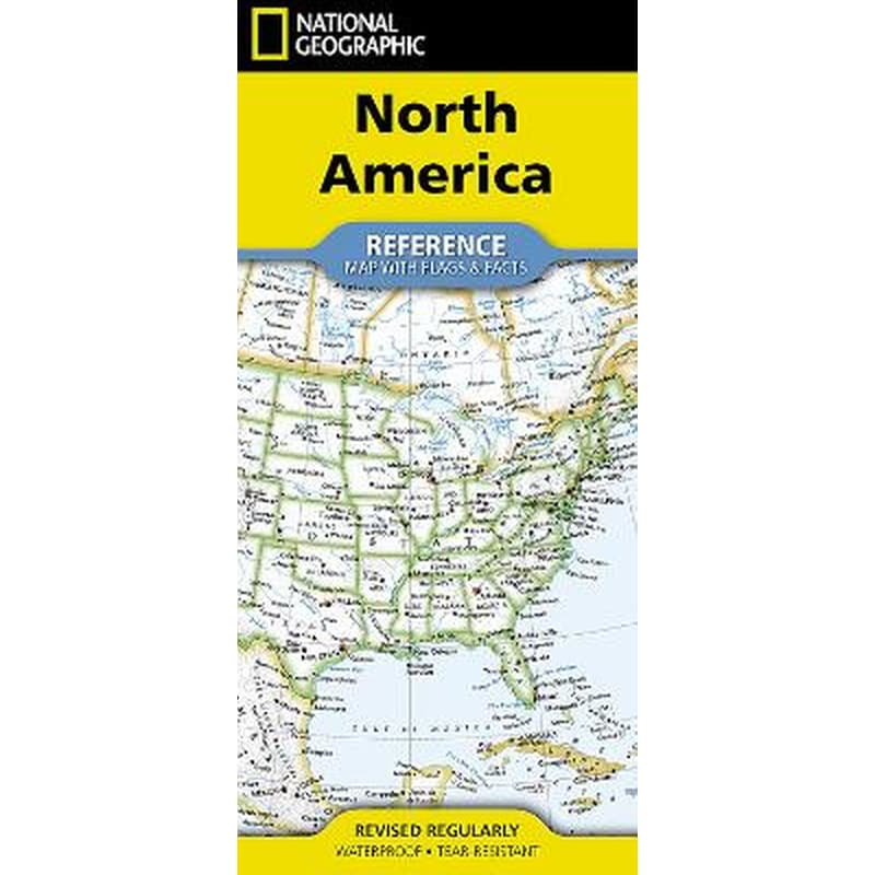National Geographic North America Map (Folded with Flags and Facts)