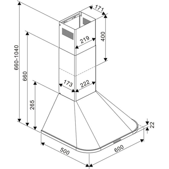 TESLA DC600AXP 60 cm Inox Καμινάδα - Τζάκι Απορροφητήρας image 3