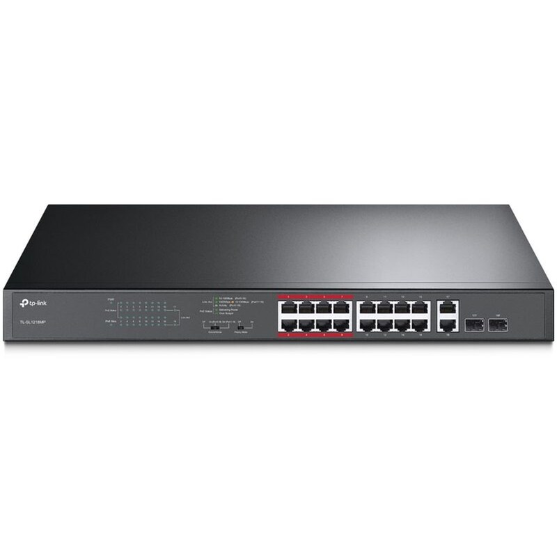 D-Link TL-SL1218MP Network Switch Unmanaged Fast Gigabit Ethernet (10/100Mbps) 16-Port PoE TP-LINK
