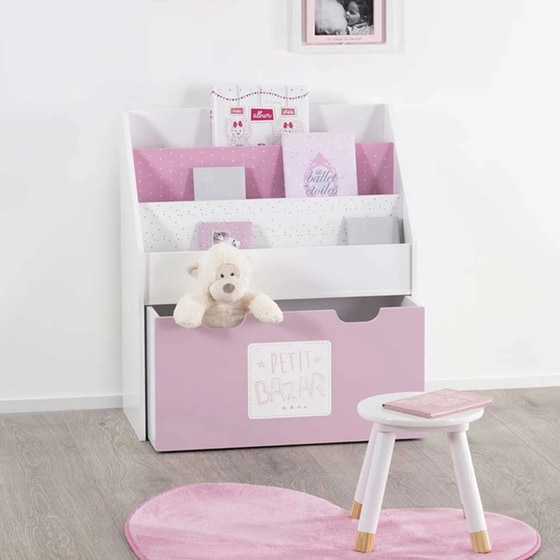 Παιδική Βιβλιοθήκη Atmosphera Rose 127221a Με Συρτάρι MDF 62.7x30x70 cm - Λευκό / Ροζ image 3