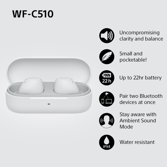 Ακουστικά Bluetooth Sony WF-C510 Truly Wireless Earbuds - Λευκά image 4