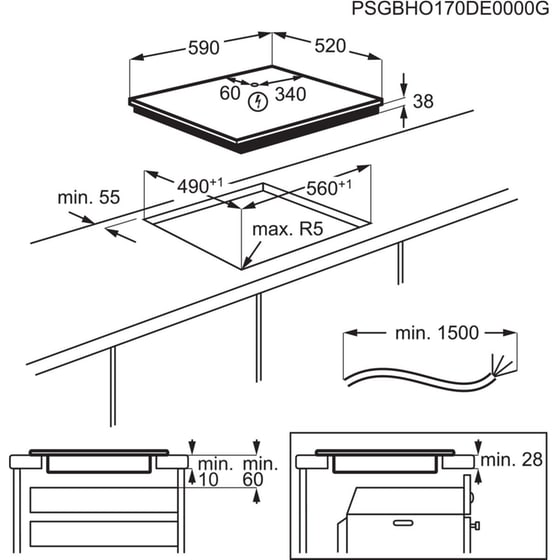 AEG ORO64A07FB 60 cm Μαύρο Εστία Κεραμική Αυτόνομη image 6