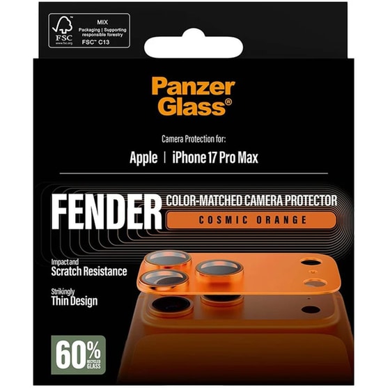 Προστατευτικό καμερών Apple iPhone 17 Pro Max - PanzerGlass Fender Camera Protector - Cosmic Orange image 3