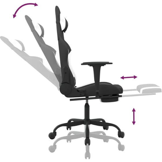 Καρέκλα Gaming VIDAXL 3143730 με Υποπόδιο - Μαύρο image 5
