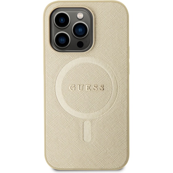 Guess Saffiano Hard Case Θήκη Προστασίας Από Δερματίνη – Iphone 15 Pro (μπεζ – Guhmp15lpsahmcb) image 0