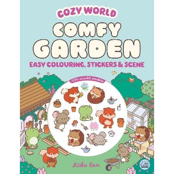 Cozy World Comfy Garden: Easy Colouring and Sticker Scene for Teens, Young Adults and Adults image 0