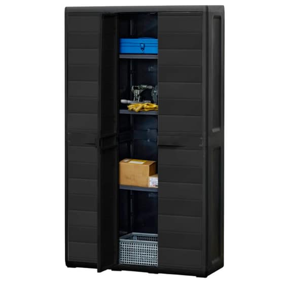 Ντουλάπα VidaXL Τρίφυλλη Πλαστική 97x38x171 cm - Μαύρη image 2