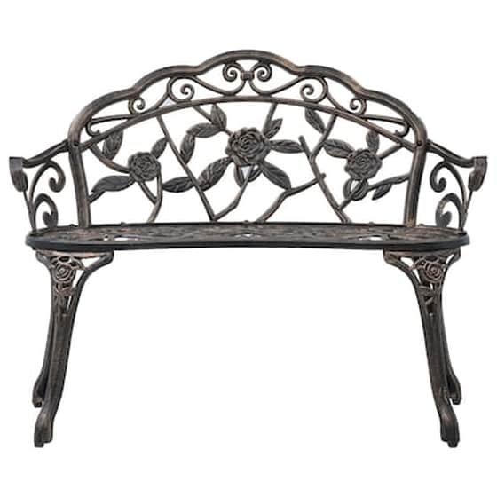 Παγκάκι Κήπου VidaXL από Χυτό Αλουμίνιο 100x54x80 cm - Μπρονζέ image 2