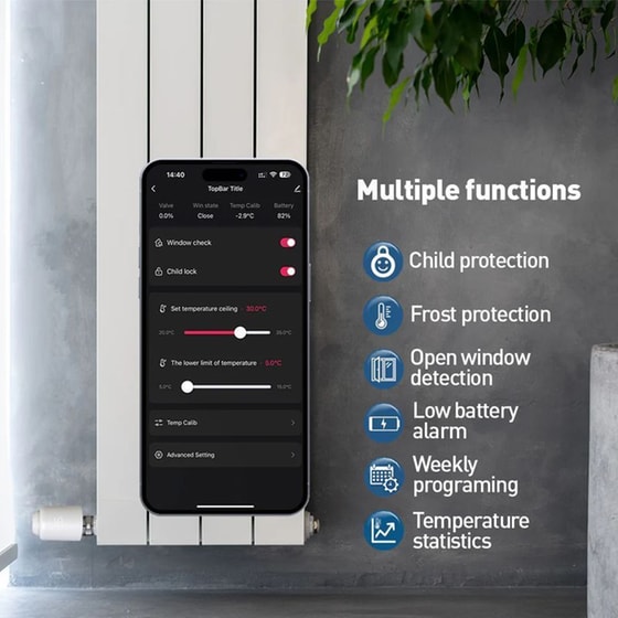 Tellur RVSH1 Έξυπνη θερμοστατική βαλβίδα καλοριφέρ με Wi-Fi image 2