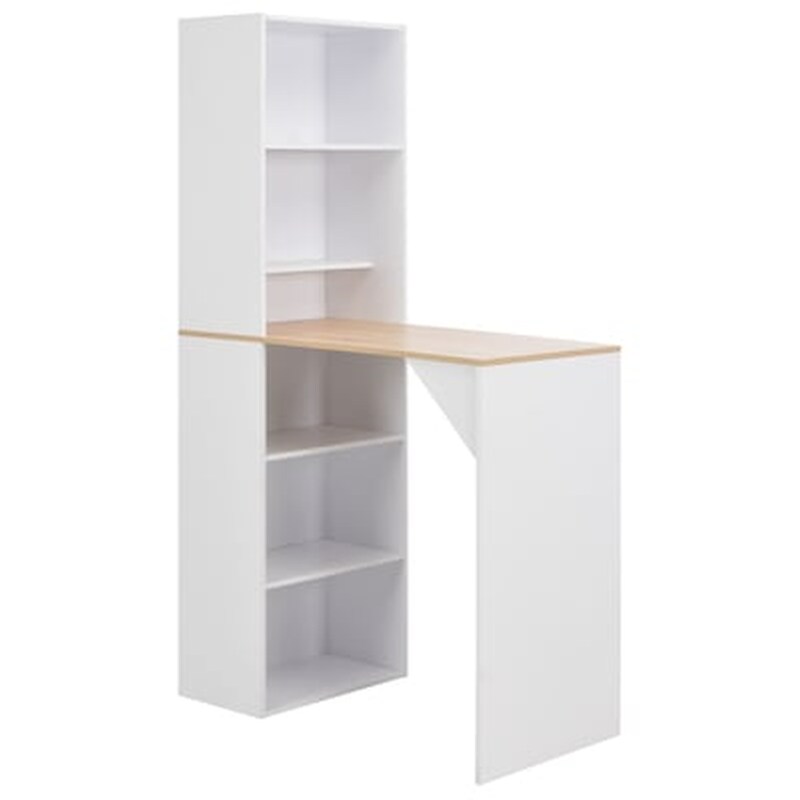 Vidaxl Τραπέζι Μπαρ Με Ραφιέρα Λευκό 115 X 59 X 200 Εκ.