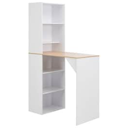 Vidaxl Τραπέζι Μπαρ Με Ραφιέρα Λευκό 115 X 59 X 200 Εκ.