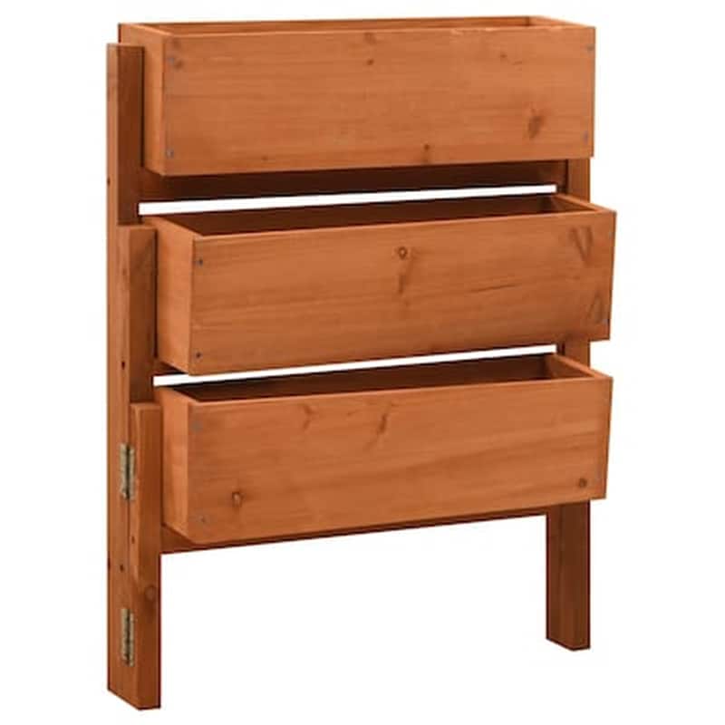 Vidaxl Ζαρντινιέρα Πτυσσόμενη Πορτοκαλί 60x14x75 Εκ. Μασίφ Ξύλο Ελάτης