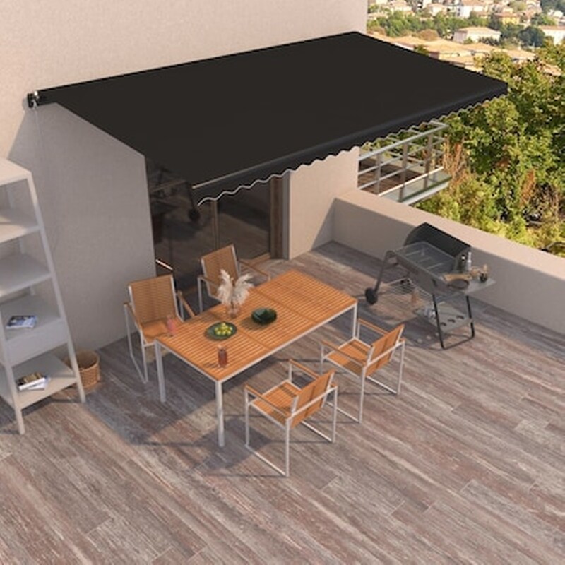 Τέντα Vidaxl Συρόμενη Χειροκίνητη 600x350cm - Ανθρακί