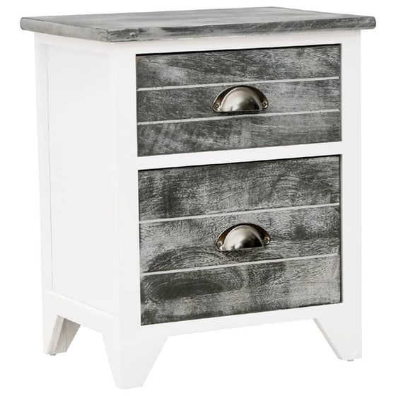 Κομοδίνο Vidaxl Από Ξύλο Παυλώνιας 38x28x45 cm - Γκρι Λευκό image 0