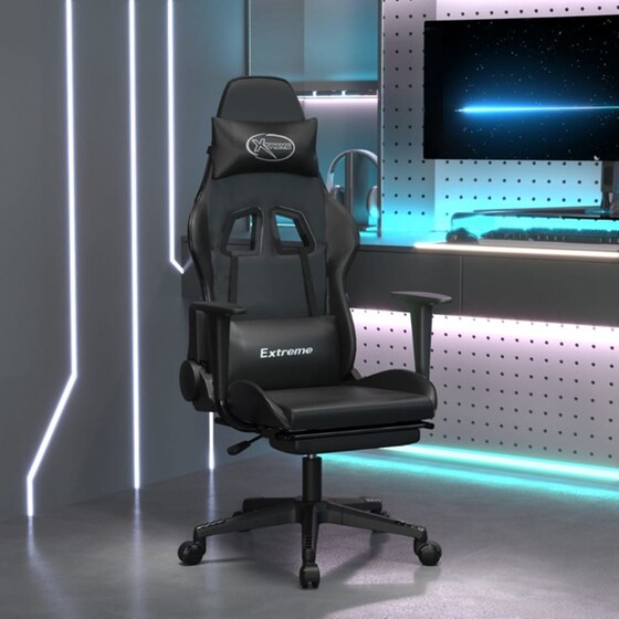 Καρέκλα Gaming VIDAXL 3143707 με Υποπόδιο από Τεχνητό Δέρμα - Μαύρη image 10
