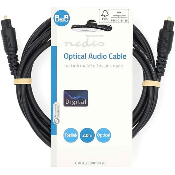 Καλώδιο Ήχου Nedis 233-2695 TOSLINK male σε TOSLINK male - Μαύρο image 2