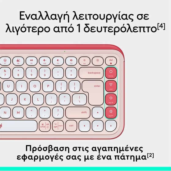 Logitech POP Icon Keys Ασύρματο Πληκτρολόγιο με Bluetooth - Ροζ (US) image 5