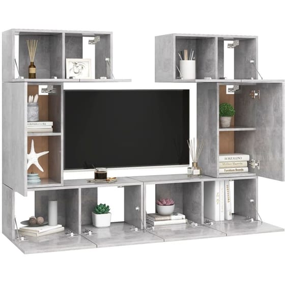 Έπιπλα Τηλεόρασης VidaXL Μοριοσανίδα 6 Τμχ 30x30x60cm - Γκρι image 1