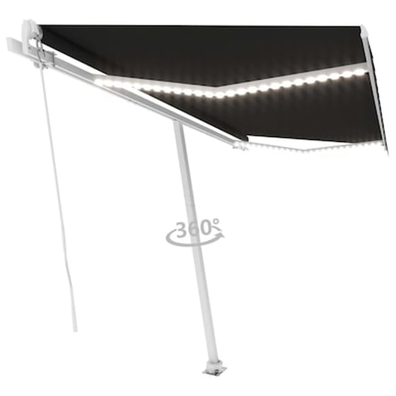 Vidaxl Τέντα Συρόμενη Χειροκίνητη Με Led Ανθρακί 450 X 350 Εκ. image 0
