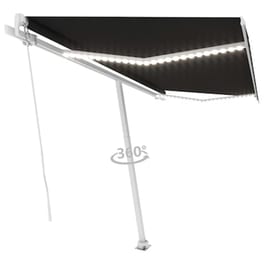 Vidaxl Τέντα Συρόμενη Χειροκίνητη Με Led Ανθρακί 450 X 350 Εκ.