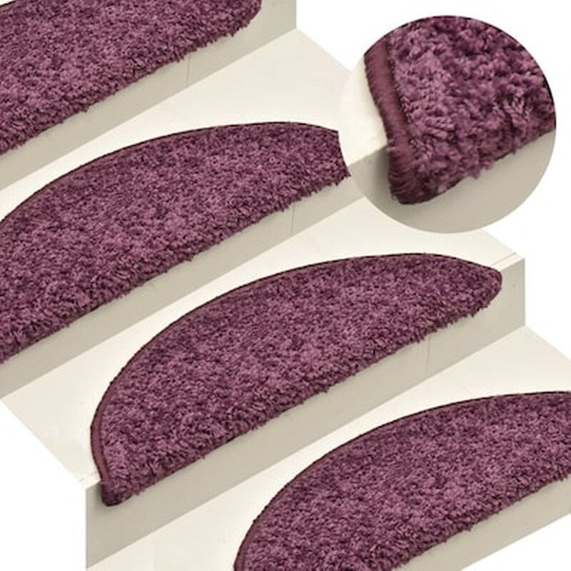 Vidaxl Πατάκια Σκάλας Μοκέτα 15 Τεμ. Σκούρο Μοβ 65 X 21 X 4 Εκ. VIDAXL