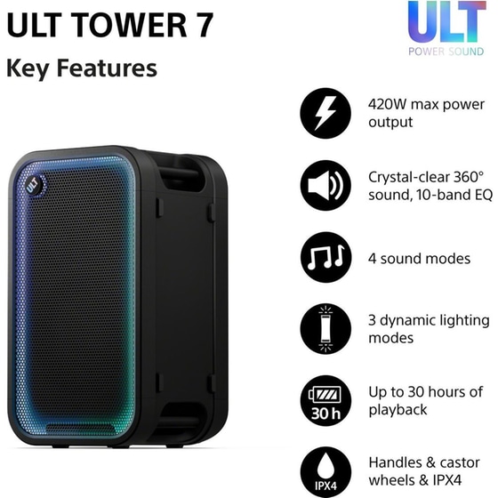 Party Speaker Sony ULT Tower 7 420W - Black image 2