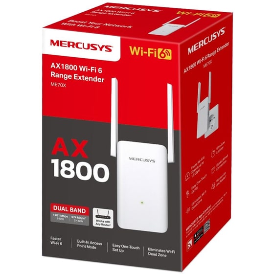 Mercusys ME70X v1 WiFi Extender Dual Band (2.4 & 5GHz) 1800Mbps - Λευκό image 2