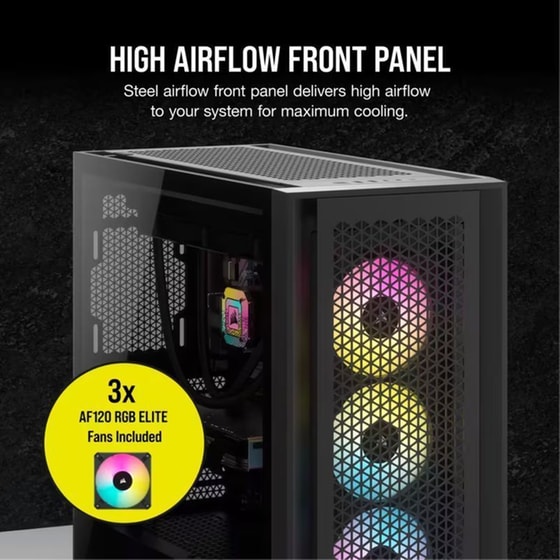 Corsair Mid Tower Atx Case Icue 5000d Rgb Windowed Airflow Tempered Glass - Black - Cc-9011242-ww image 1
