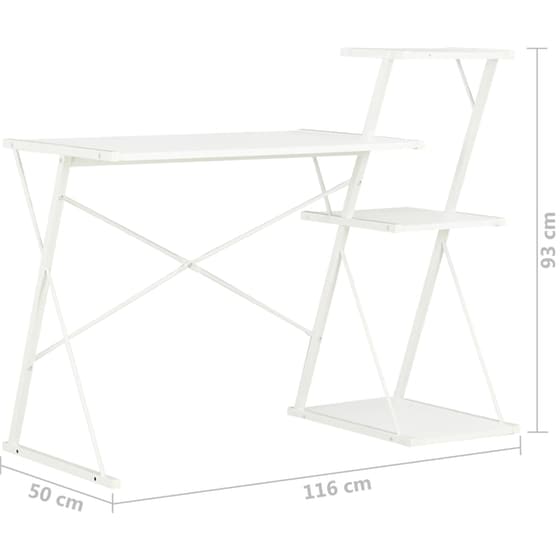 Γραφείο Βιβλιοθήκη VidaXL από Μοριοσανίδα 116x50cm - Λευκό image 6