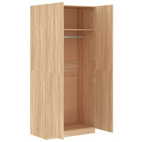 Δίφυλλη Ντουλάπα Vidaxl Από Μοριοσανίδα 90x52x200cm - Sonoma image 2