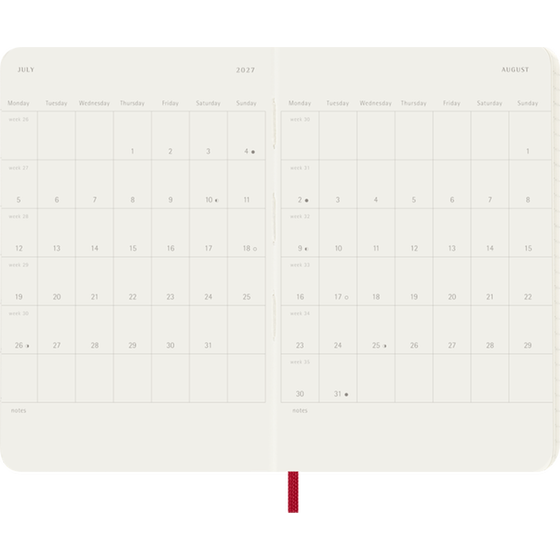 Ημερολόγιο Ημερήσιο 2027 Moleskine 12M Pocket Soft Cover Κόκκινο image 3