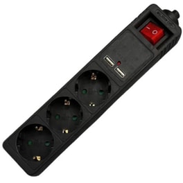 Πολύπριζο Ασφαλείας Lamtech LAM111924 3 θέσεων & 2x Usb 1.5m - Μαύρο