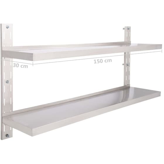 Ράφι Τοίχου VidaXL από Ανοξείδωτο Ατσάλι 150x30 cm - Γκρι image 3