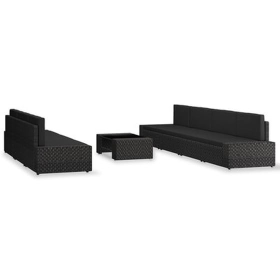 Σετ Σαλόνι Κήπου Vidaxl από Ρατάν με Μαξιλάρια 8 Τμχ - Μαύρο image 2