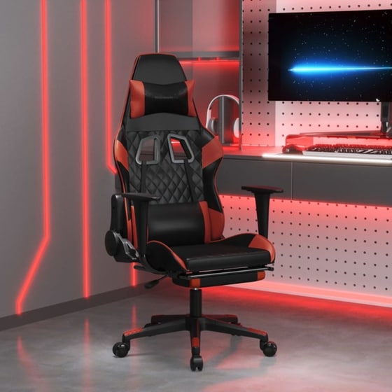 Καρέκλα Gaming VIDAXL 345529 με Υποπόδιο από Τεχνητό Δέρμα - Μαύρο image 8