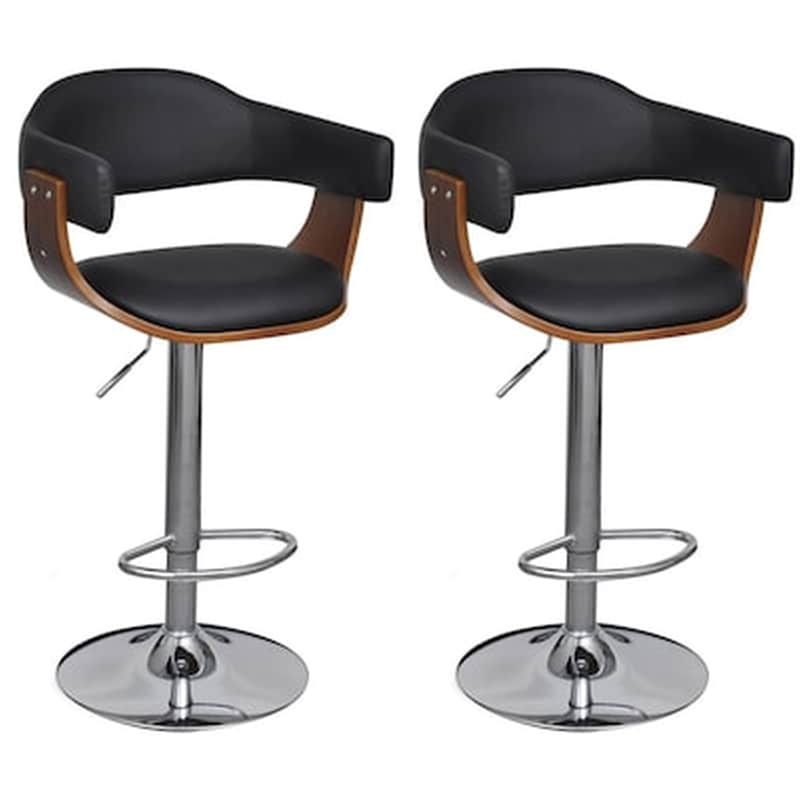 VIDAXL Σκαμπό Μπαρ Vidaxl Aπό Συνθετικό Δέρμα 2 Τμχ - Μαύρο