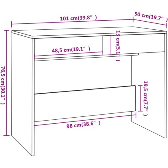 Γραφείο VidaXL από Μοριοσανίδα 101x50x76,5 cm - Καπνιστή Δρυς image 6