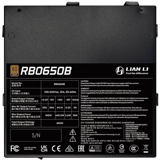 Τροφοδοτικό Υπολογιστή Lian Li RB Series 650W Semi Modular 80+ Bronze - Μαύρο image 2