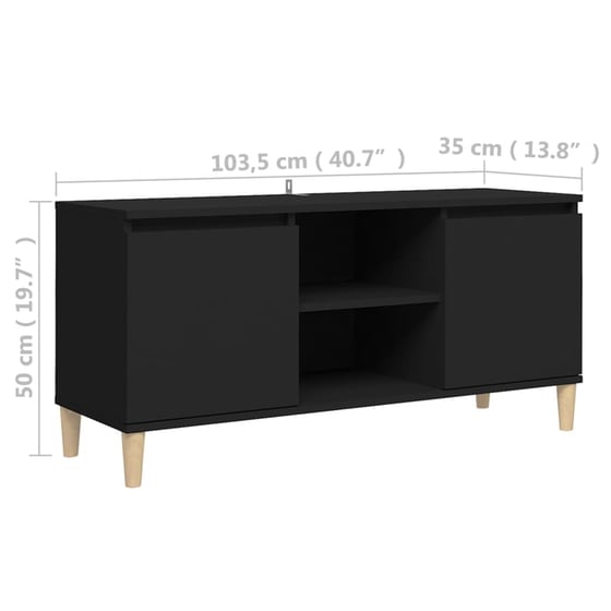 Έπιπλο Τηλεόρασης VidaXL από Μασίφ Ξύλο 103.5x35x50cm - Μαύρο image 7