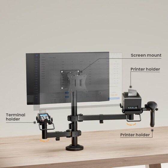 Brateck Pos Mounting Solution Βάση Γραφείου για 2 Οθόνες έως 32" με Βραχίονα image 6