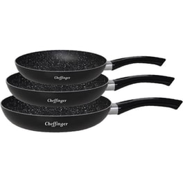 Σετ Τηγάνια CHEFFINGER CF-PA03 BLK 3 τμχ Μαύρο